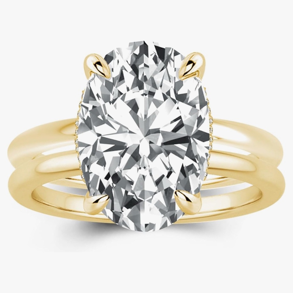 5ct Elongated Oval Cut Women's Engagement Ring,Simulated Diamond Promise Ring